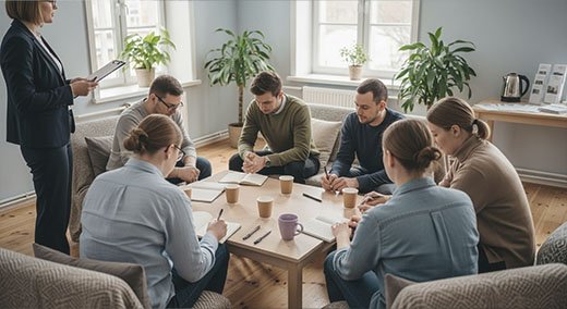 Люди обсуждают что-то сидя в кругу